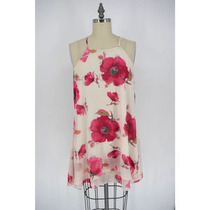 PEACH ROYAL vintage floral layer slip dress pink & off white size LRG women's